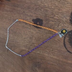 Upcycled handmade necklace, vintage happy face charm